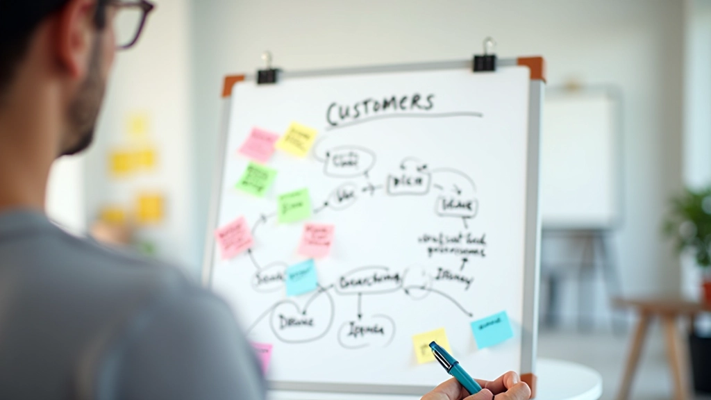 Diagramme de parcours client montrant les étapes de qualification et conversion dans un entonnoir de vente